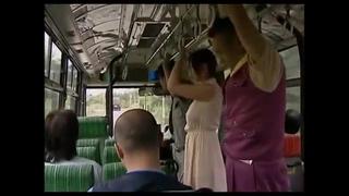 He climbed under the dress in the bus and began to masturbate 