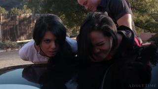 Gina valentina, honey gold girl under arrest double team a cop cock