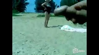 Exhibitionist Fingering A Member On The Beach 