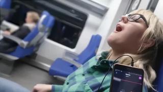 A powerful orgasm on the train The girl finished from the remote vibrator 