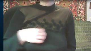 Russian mature plays on skype with a young guy while her husband at work