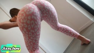 Super horny step sis makes me cum in her panty and pink yoga pants after intense pussy cock rubbing