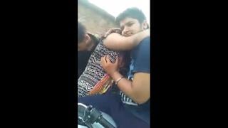 Group romance college girl with two boys
