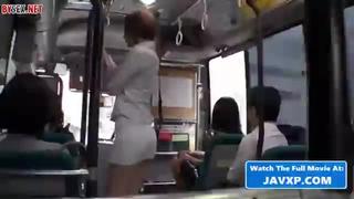 The Japanese woman was excited and wanted sex right on the bus 