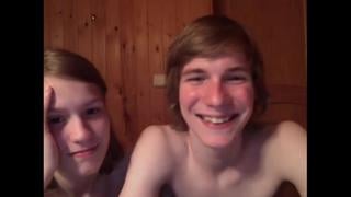 Real American incest pair of brother and sister communicate on a webcam 