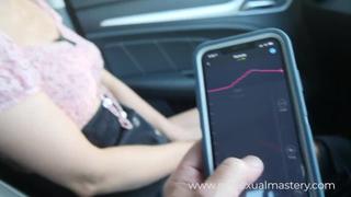 remote manage fucktoy vibrator in shopping centre with public lovemaking