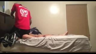 Secretly quckly fucked his girlfriend while he goes to the toilet (teen/quicky/homemade)