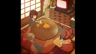 Two lesbian anime girls rub each other under table