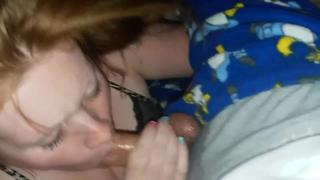 Real daughter sucking father's dick giving sloppy wet blowjob when mother is sleeping ( family incest taboo homemade slut )