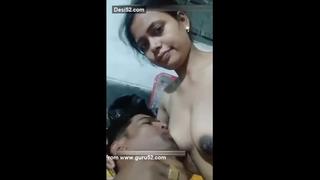 Desi indian hindu whore bhabhi boobs sucked by her horny devar nipples milk drinking slut enjoying breasts biting moaning bitch