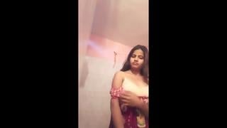 Desi indian bhabhi nude stirp bra big boobs nipples tits breasts