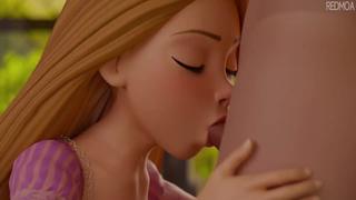 The first blowjob Rapunzel (porn cartoon hentai, sex blowjob, not for children, suction 18+ cut scene) 