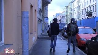 Two Girls Took Off The Guy On The Street, He Was Not Opposed At All) 