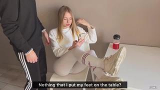 Insolent girlfriend threw her legs on the table and was fucked for it [секс, анал, минет, порно, porno]