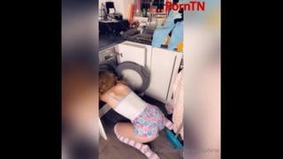 Belle delphine stuck in washing machine porn video on BrownPorn