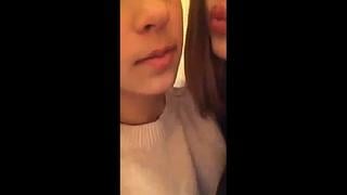 The periscope two young bisexuals kiss. They communicate on intimate topics show boobs on the inspection completely shared each other whores 