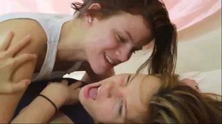 Homemade amateur lesbian real sister strap les