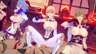 Mona x ganyu x jean x lisa x keqing • мона x гань юй x джин x лиза x ке цин •【genshin impact】【honkai impact】mmd r18