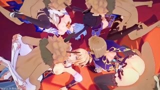 Mona X Ganyu X Jean X Lisa • Mi X Gan Yu X Gene X Lisa • 【genshin Impact】 Mmd R18 