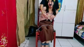 Indo girl tied to chair