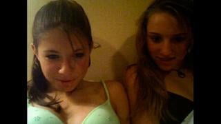 Two perfect amateur chicks flashing on skype