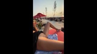 Milo moire flash pussy on beach / public nudity without panties