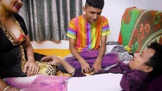 A desi bhabi fucked with her husband and freinds ke sath, hardcore threesome sex