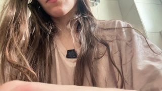 She tastes her mucous vaginal discharge, eats her pussy juices, pussy flows into her mouth, dirty panties, fetish 