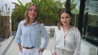 Two young women give unexpected gratitude blowjob