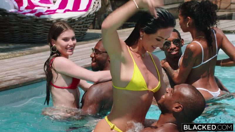 Blacked barbie rous, stefany kyler & zuzu sweet barbie stefany and zuzu have 3 bbc pool side orgy all sex, blowjob, brunette,