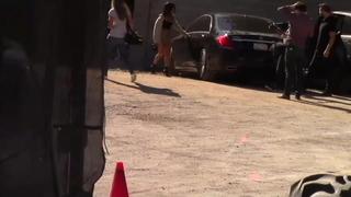Kim kardashian feeling sexy in spandex while x mas tree shopping with kourtney