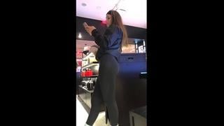 Sexy candid teen ass in black leggings