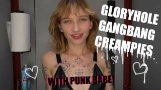 Gloryhole gangbang creampies with punk babe!