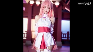 【ai coser】 白丝+八重神子 原神 stable diffusion cosplay