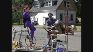 Bicycle powered machine fucking in bondage (hog)