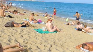 Barcelona barceloneta beach spain slow motion walk 4k