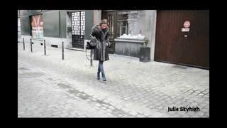 nude under wool and eather decorate overknee footwear julie skyhigh erotic , taunt , plaything , outdoor , no orgy , footwear , high heels , inexperienced