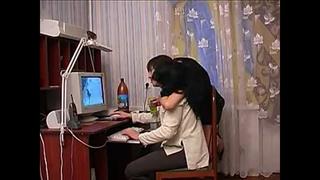 Son jerks off in front of his mom