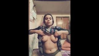 Beautiful indian cute collage girl showing boobs and